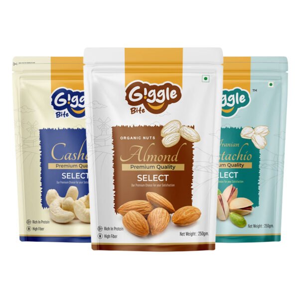 Giggle Bite Select Combo (Almonds, Cashews, Pistachios)