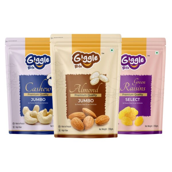 Giggle Bite Jumbo Combo (Almonds, Cashews, Green Raisins)